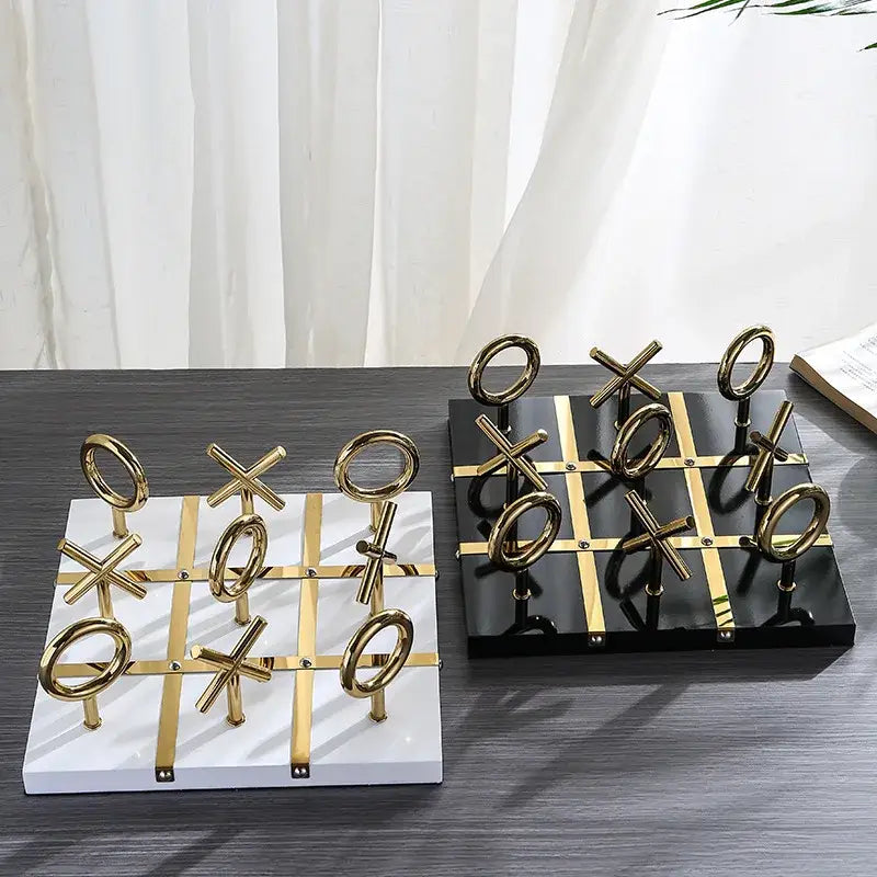 Gold Metal Tic-Tac-Toe Set