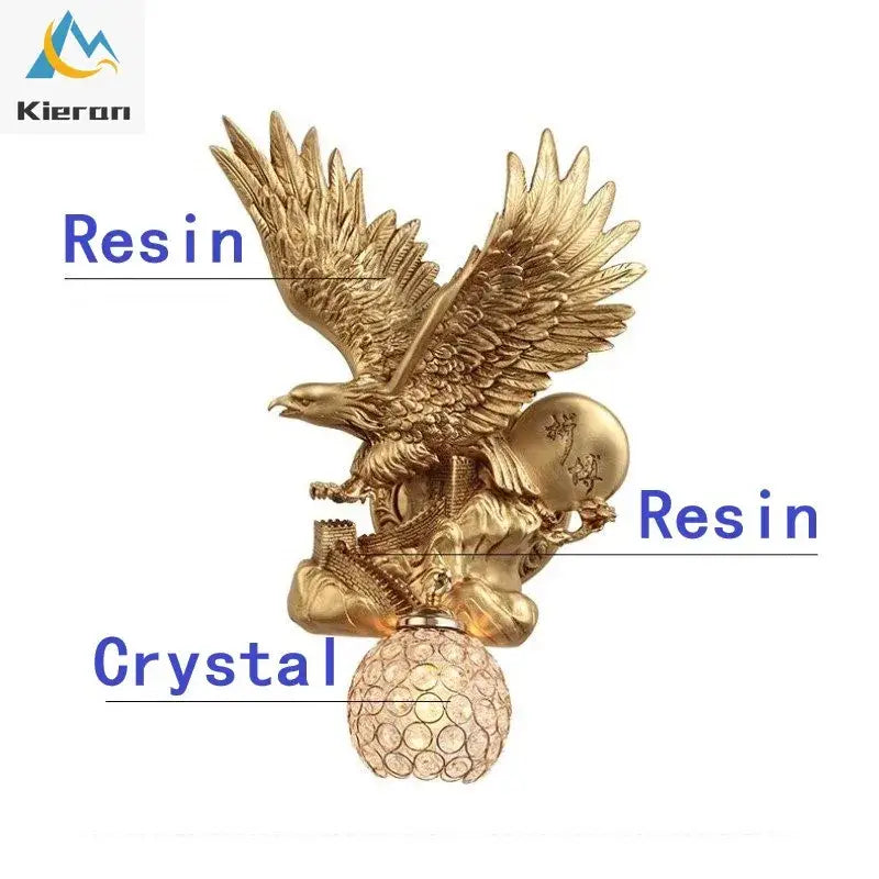 Golden Crystal Eagle Wall Lamp