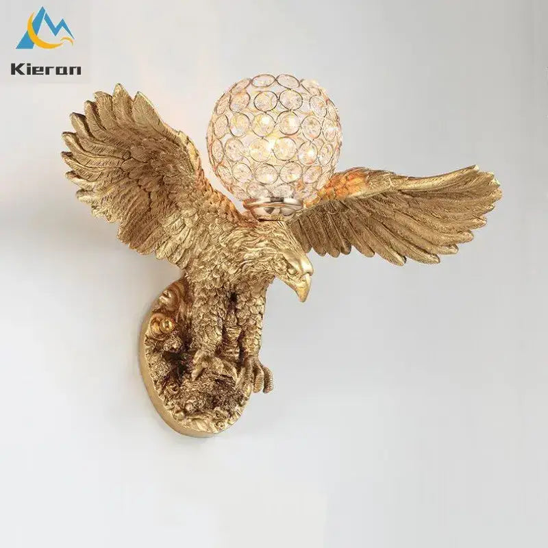 Golden Crystal Eagle Wall Lamp