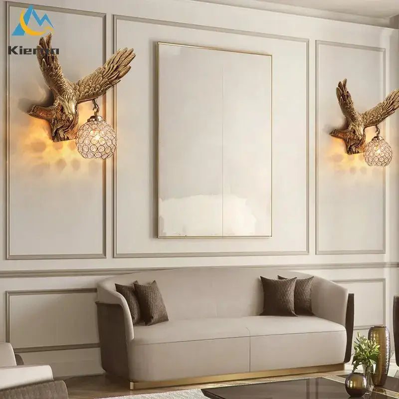 Golden Crystal Eagle Wall Lamp