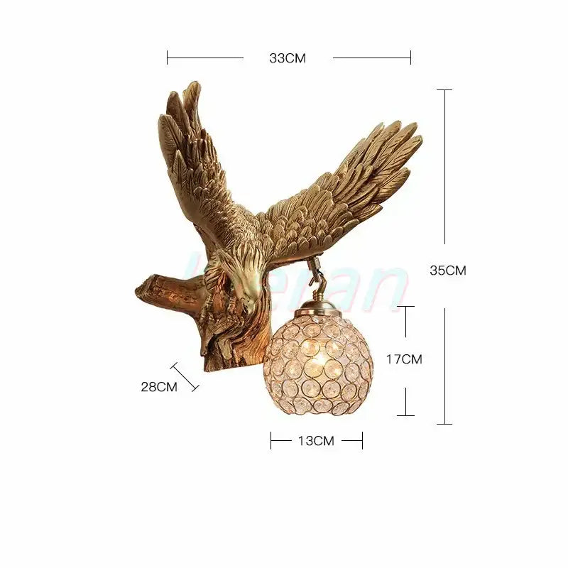 Golden Crystal Eagle Wall Lamp
