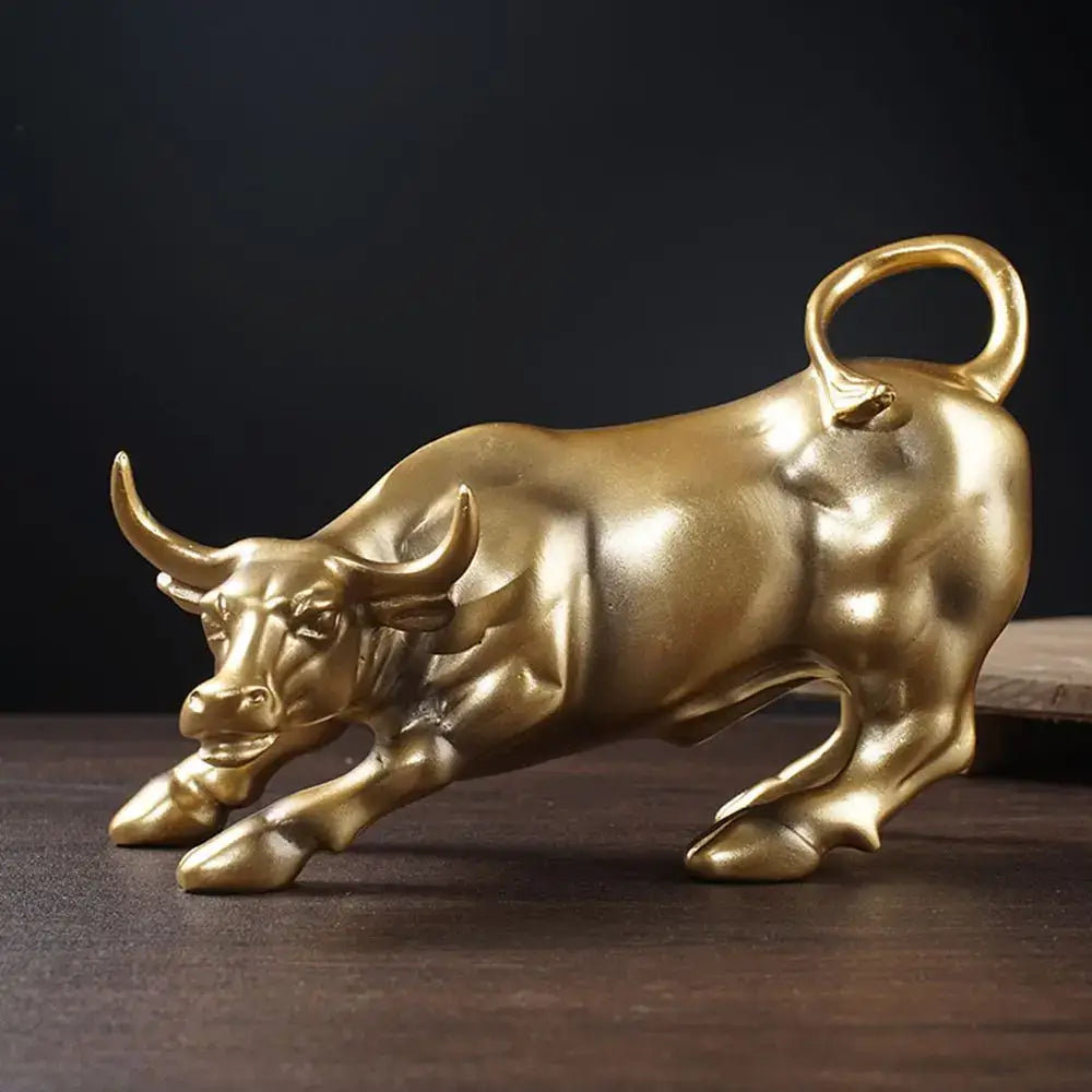 Gold Resin Bull Sculpture