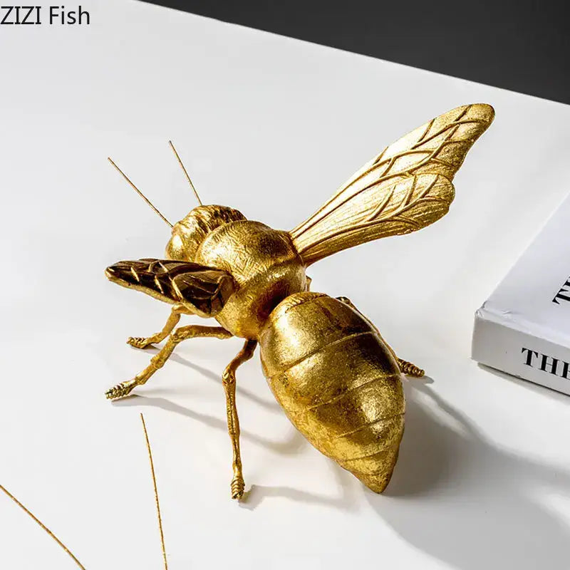 Golden Honeybee Metal Statue