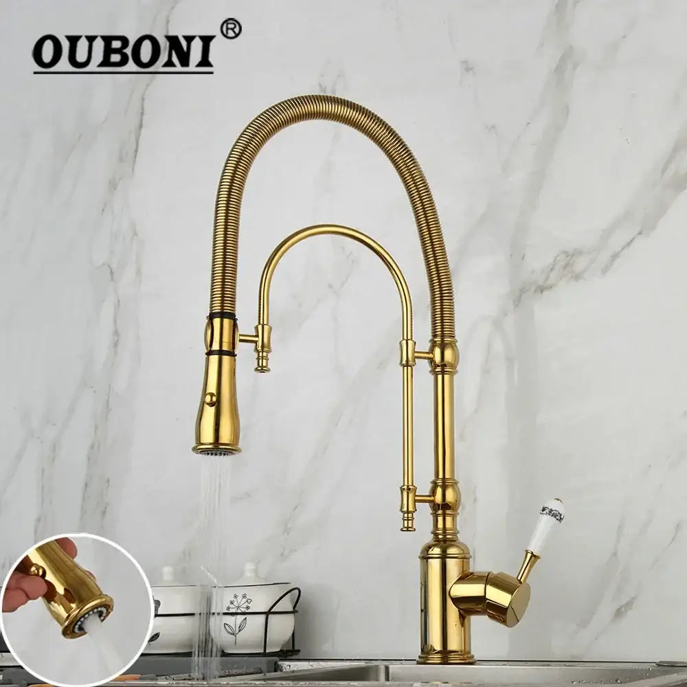 Golden Ceramic Kitchen Faucet