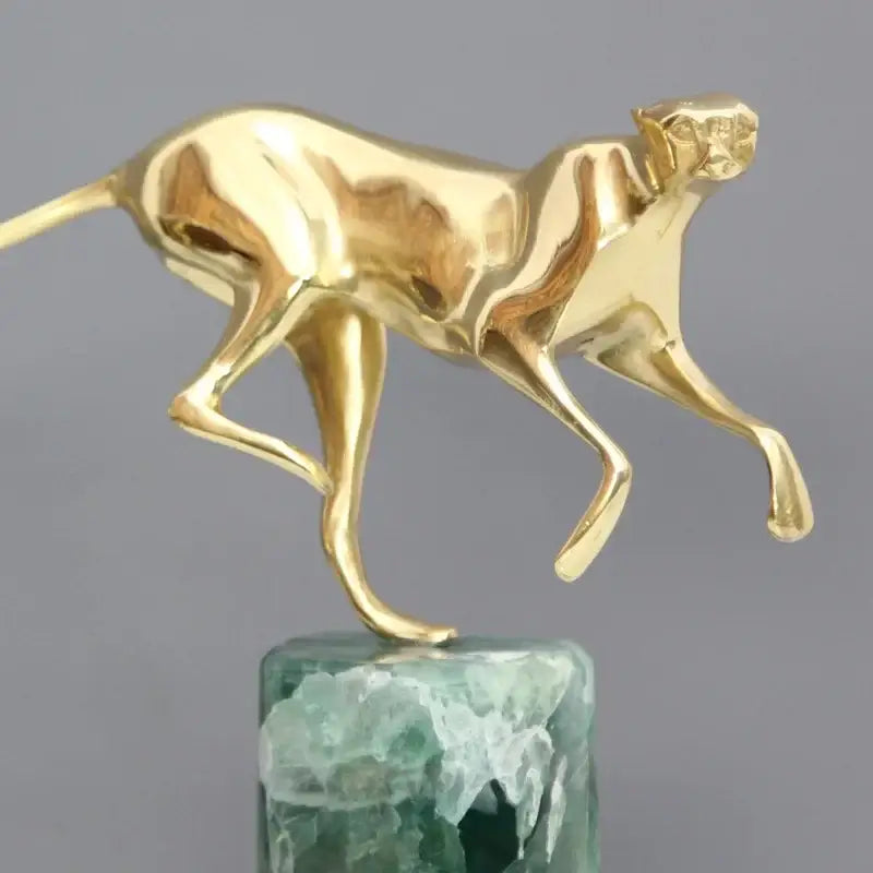 Brass Leopard Marble Figurine