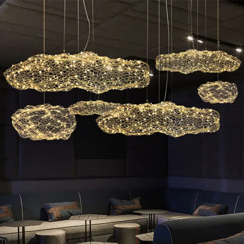 Gold Mesh Cloud Pendant Light