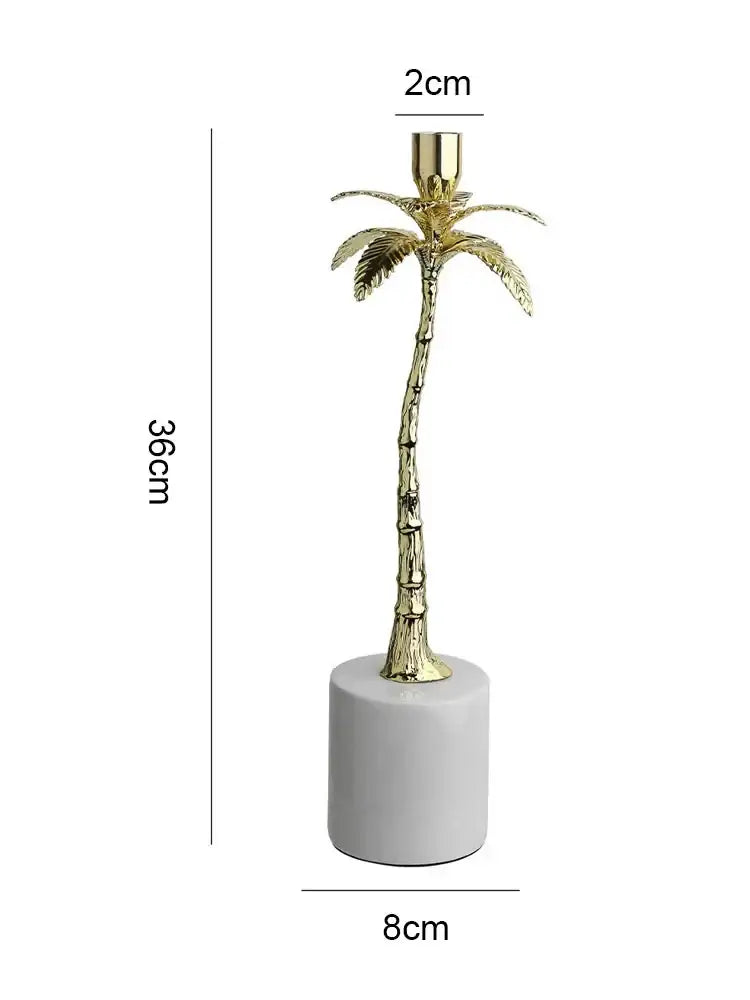 Gold Palm Marble Candlestick
