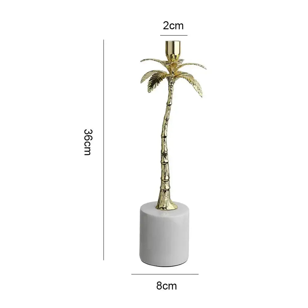 Gold Palm Marble Candlestick