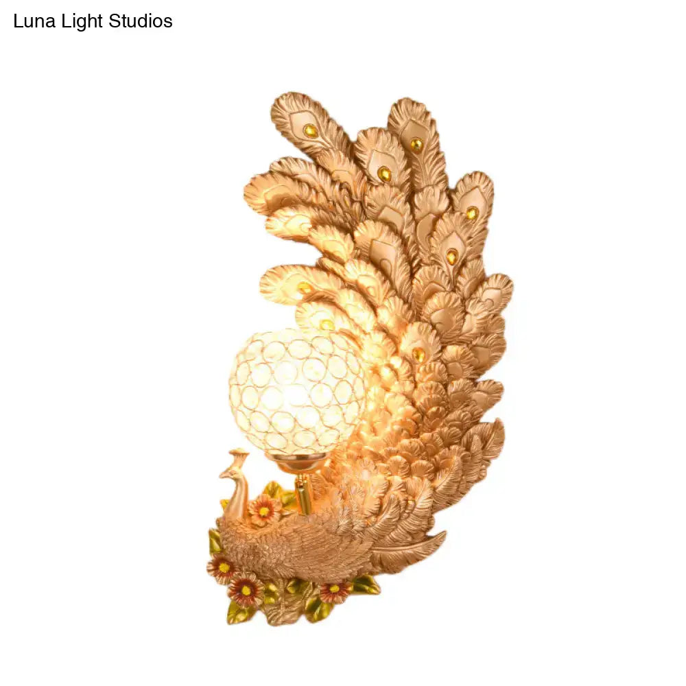 Gold Peacock Wall Sconce Vibrant Colors