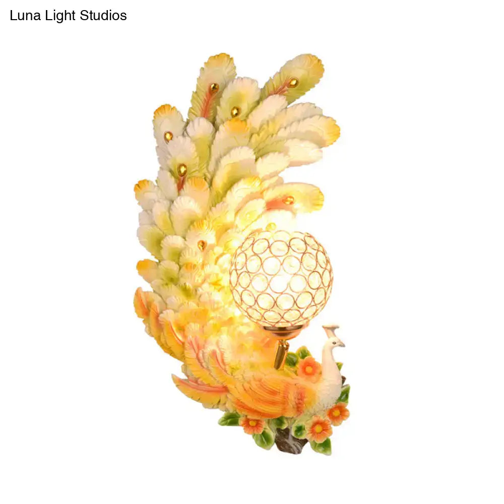 Gold Peacock Wall Sconce Vibrant Colors