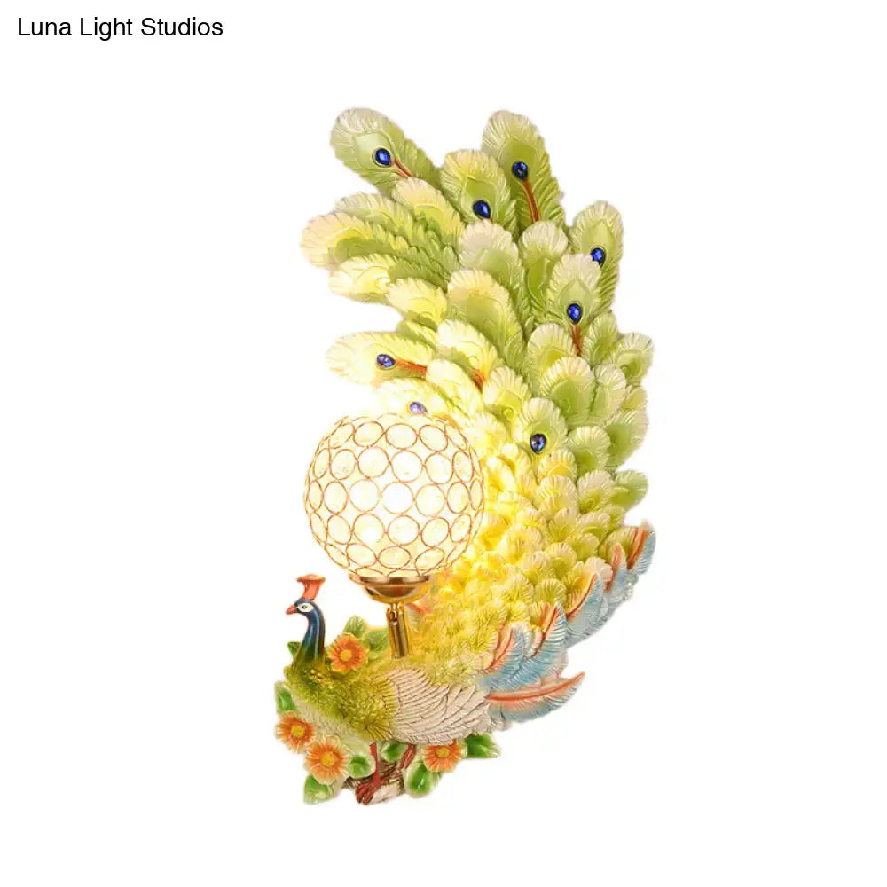Gold Peacock Wall Sconce Vibrant Colors