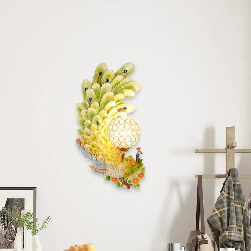 Gold Peacock Wall Sconce Vibrant Colors