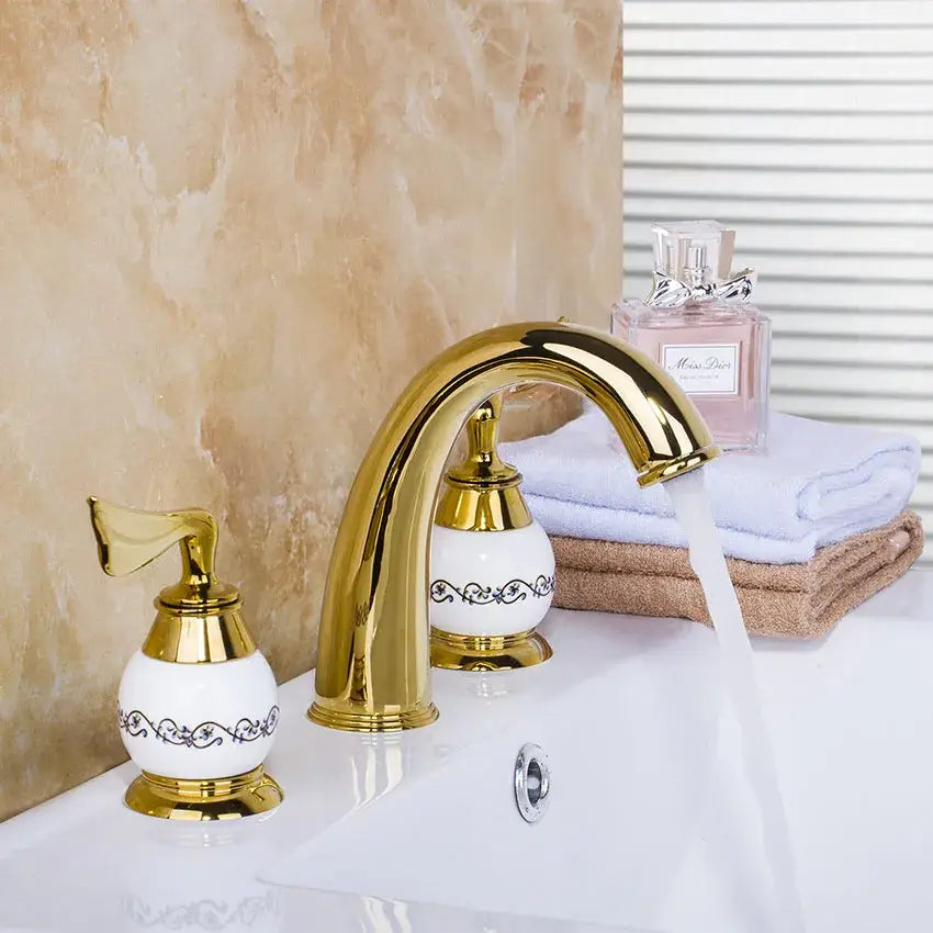 Gold Ceramic Faucet Set