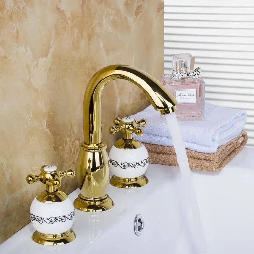 Gold Ceramic Faucet Set