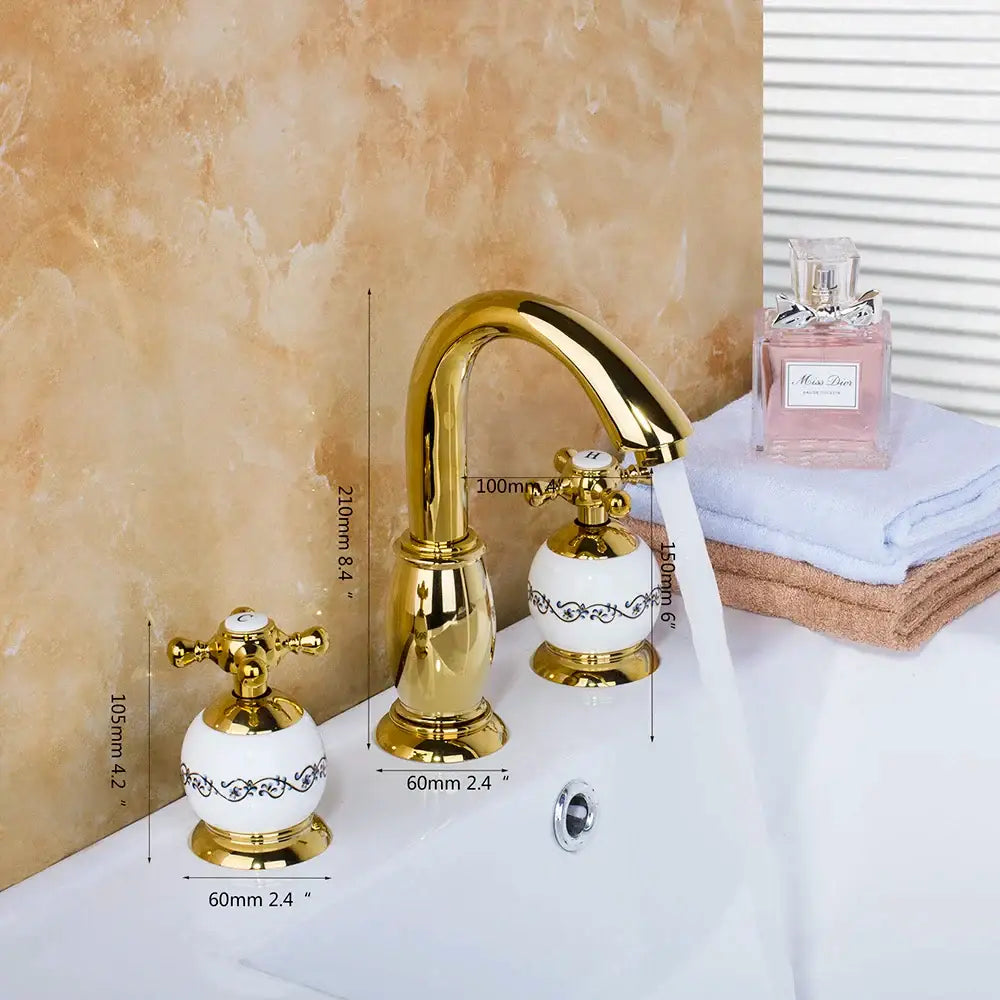 Gold Ceramic Faucet Set