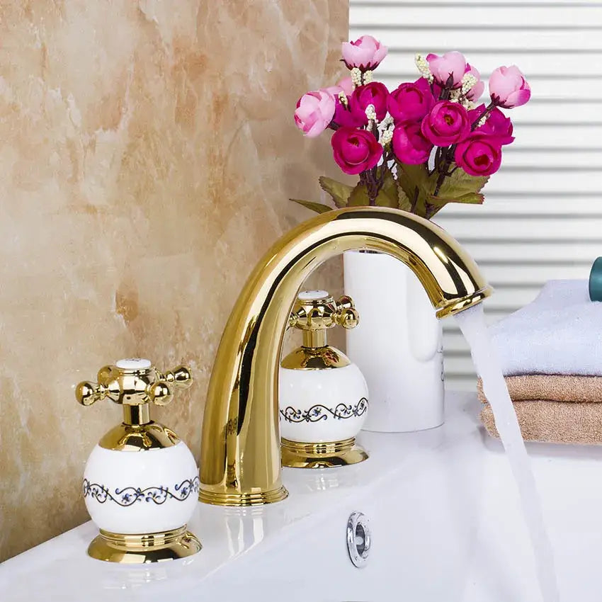 Gold Ceramic Faucet Set