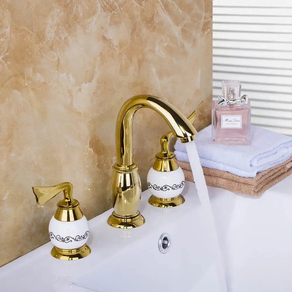 Gold Ceramic Faucet Set