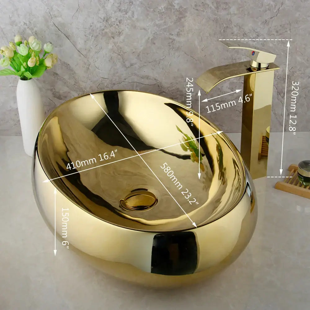 Gold Ceramic Basin Set