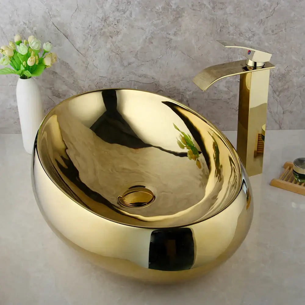 Gold Ceramic Basin Set