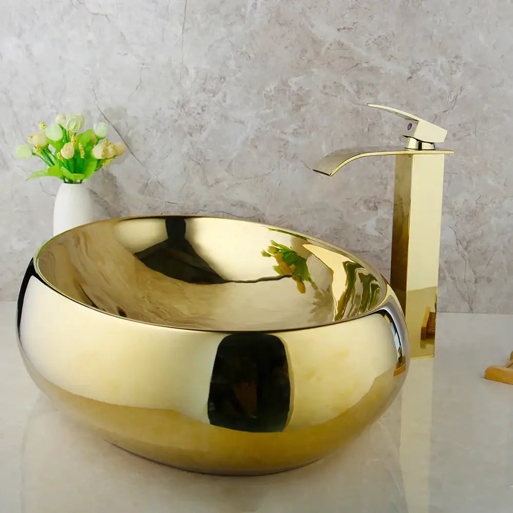 Gold Ceramic Basin Set