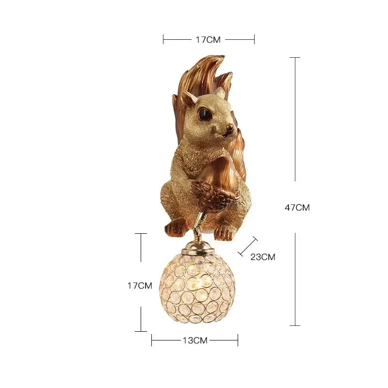 Golden Squirrel Wall Lamp