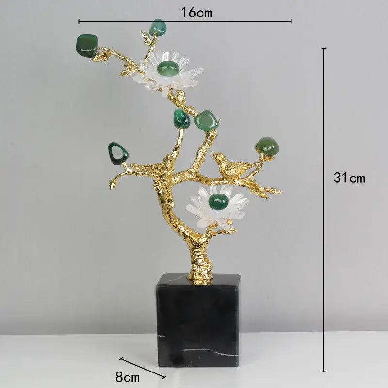 Brass Amethyst Flower Sculpture