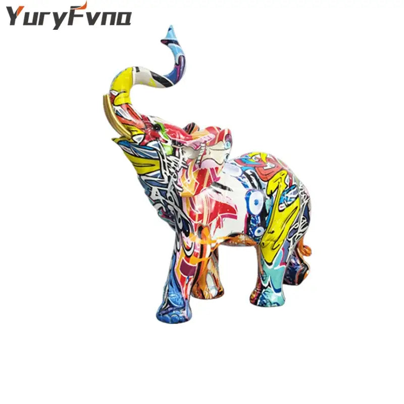 Graffiti Resin Elephant Sculpture