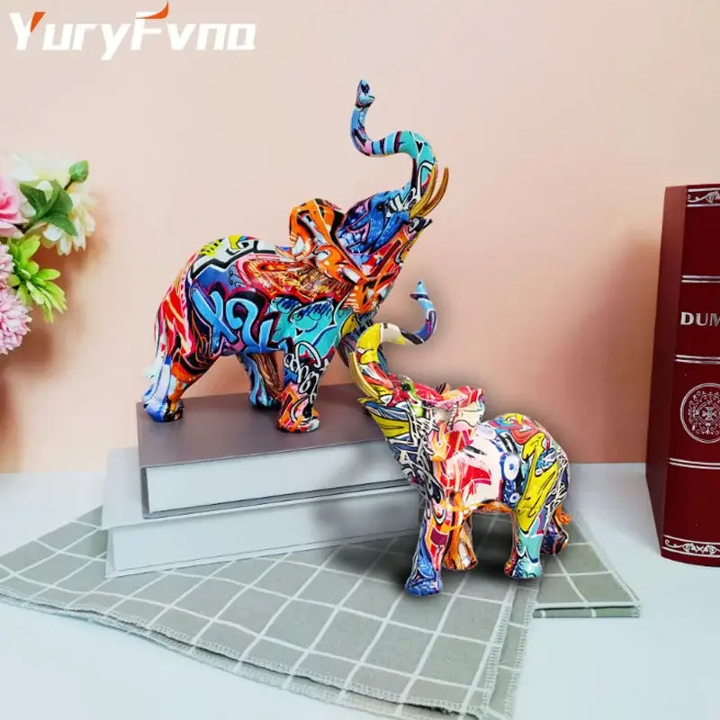 Graffiti Resin Elephant Sculpture