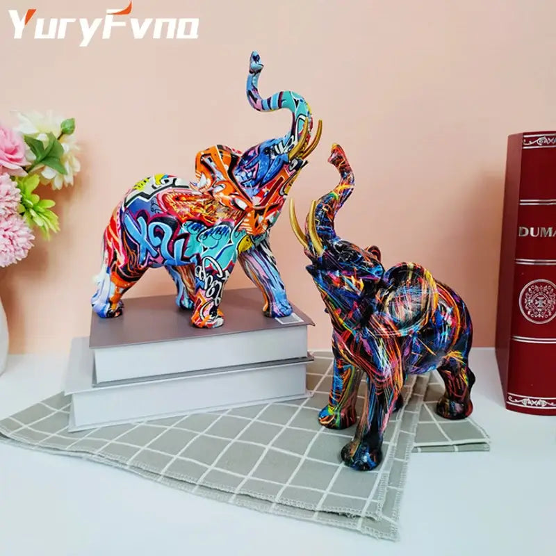Graffiti Resin Elephant Sculpture