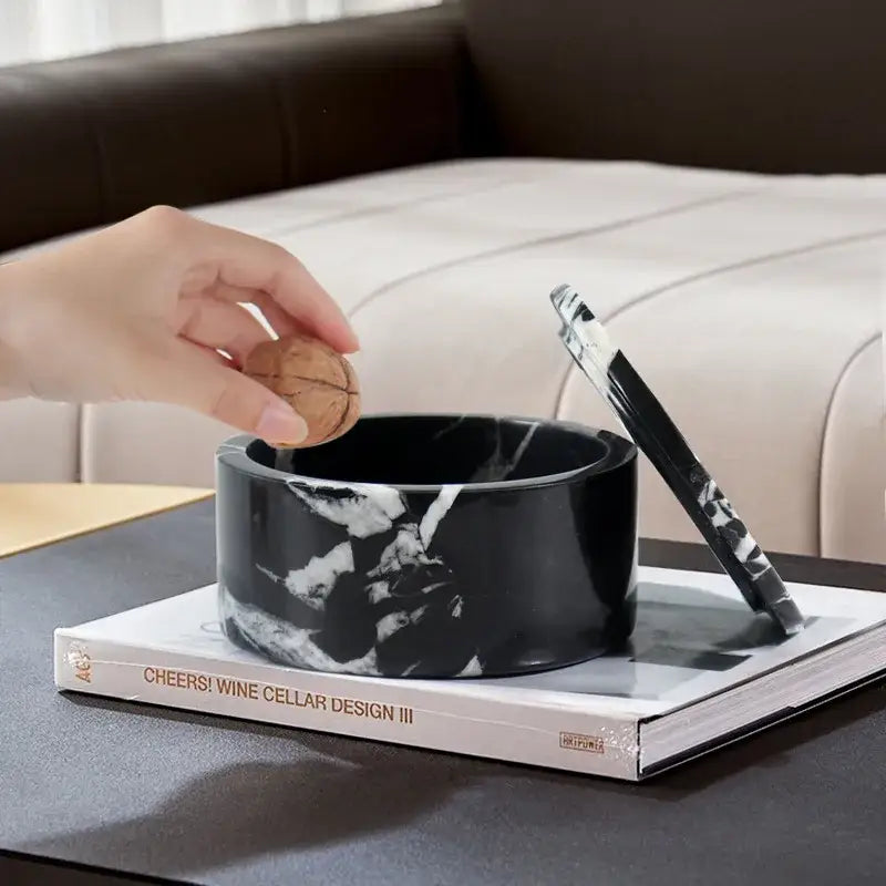Black White Marble Jar