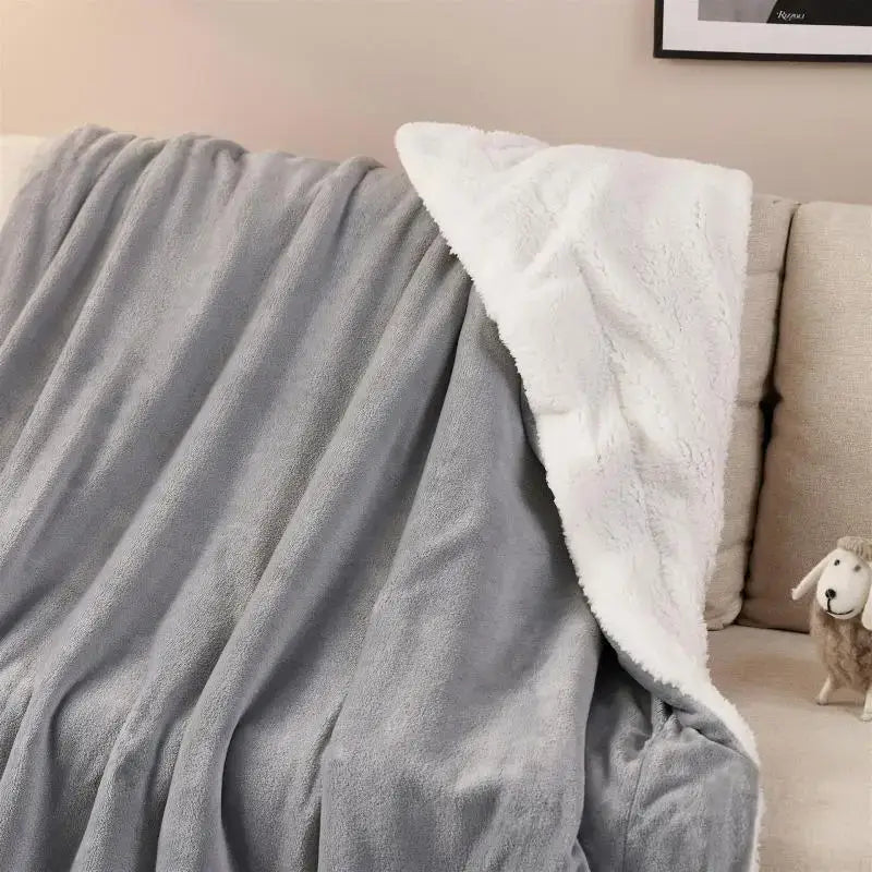 Gray Sherpa Twin Blanket