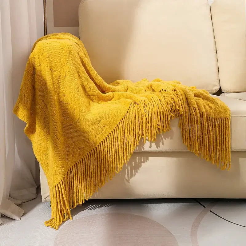 Gray Cable Knit Throw