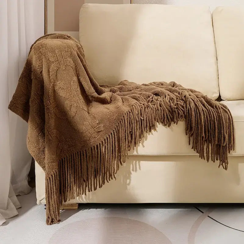 Gray Cable Knit Throw