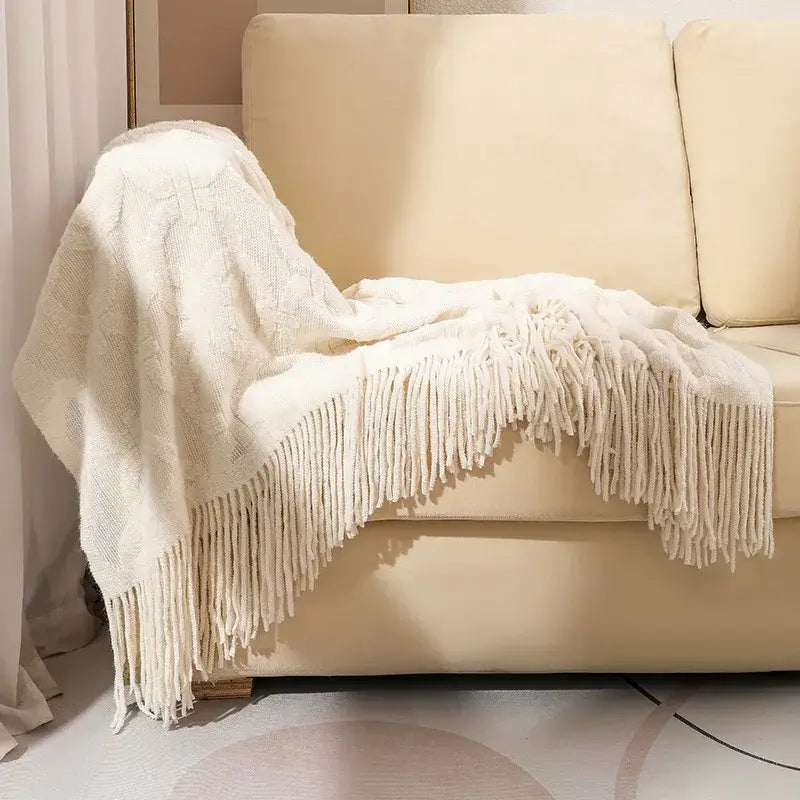 Gray Cable Knit Throw