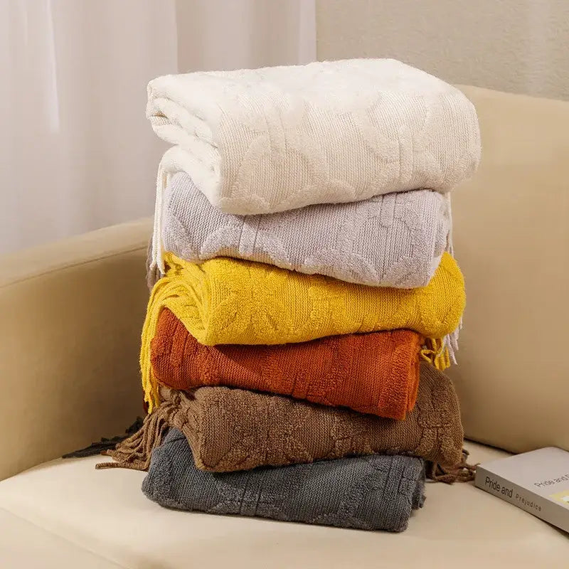 Gray Cable Knit Throw