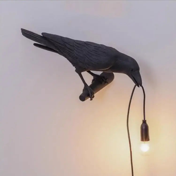 Gray Bird Resin Table Lamp