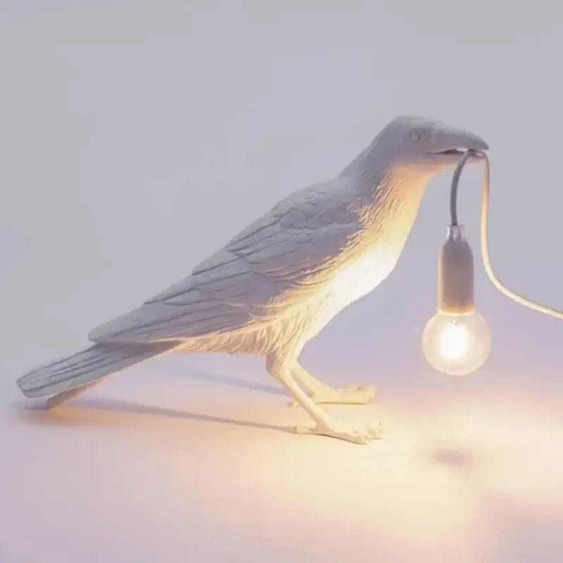 Gray Bird Resin Table Lamp