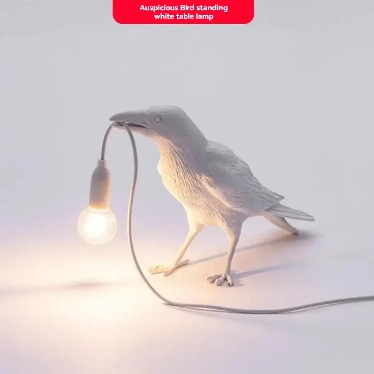Gray Bird Resin Table Lamp
