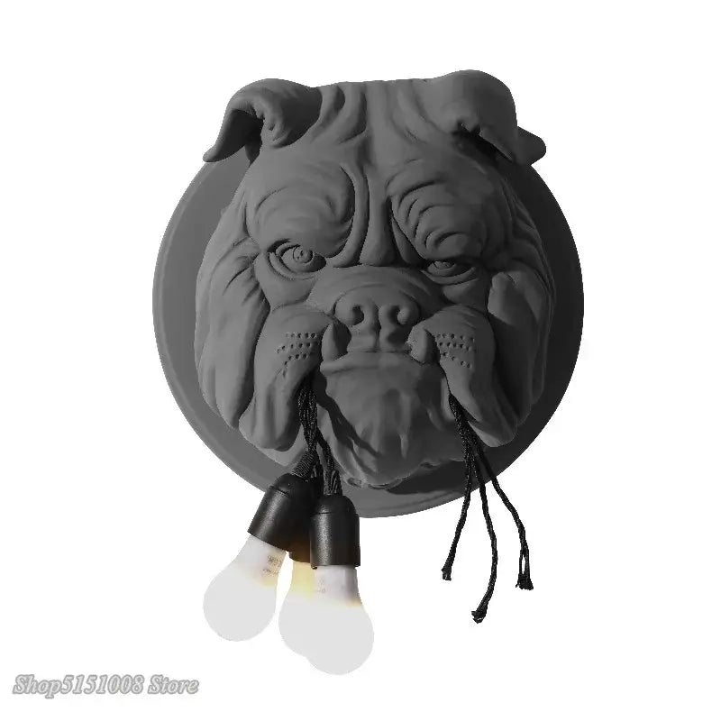Gray Concrete Bulldog Lamp