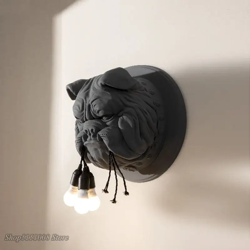 Gray Concrete Bulldog Lamp
