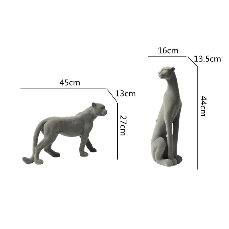 Gray Concrete Leopard Sculpture