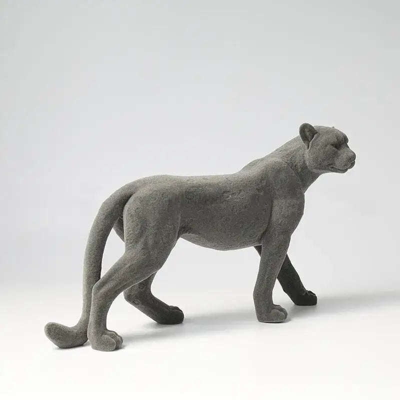 Gray Concrete Leopard Sculpture