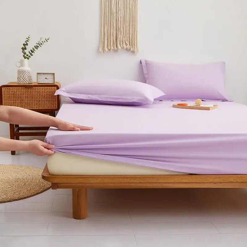 Gray Cotton Fitted Sheet Set