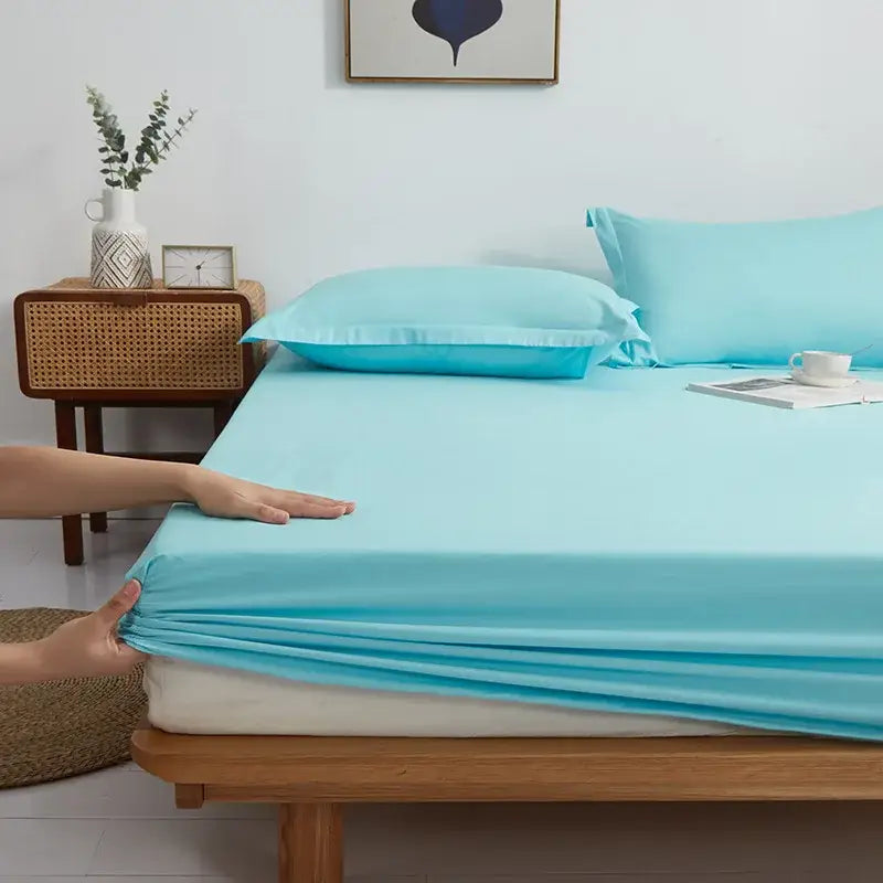 Gray Cotton Fitted Sheet Set