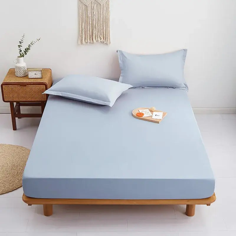 Gray Cotton Fitted Sheet Set