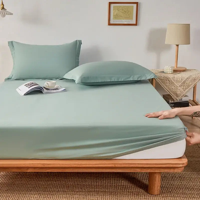 Gray Cotton Fitted Sheet Set