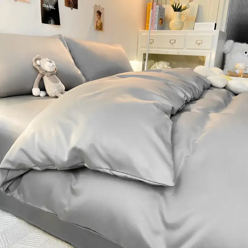 Gray Ice Silk Bedding Set