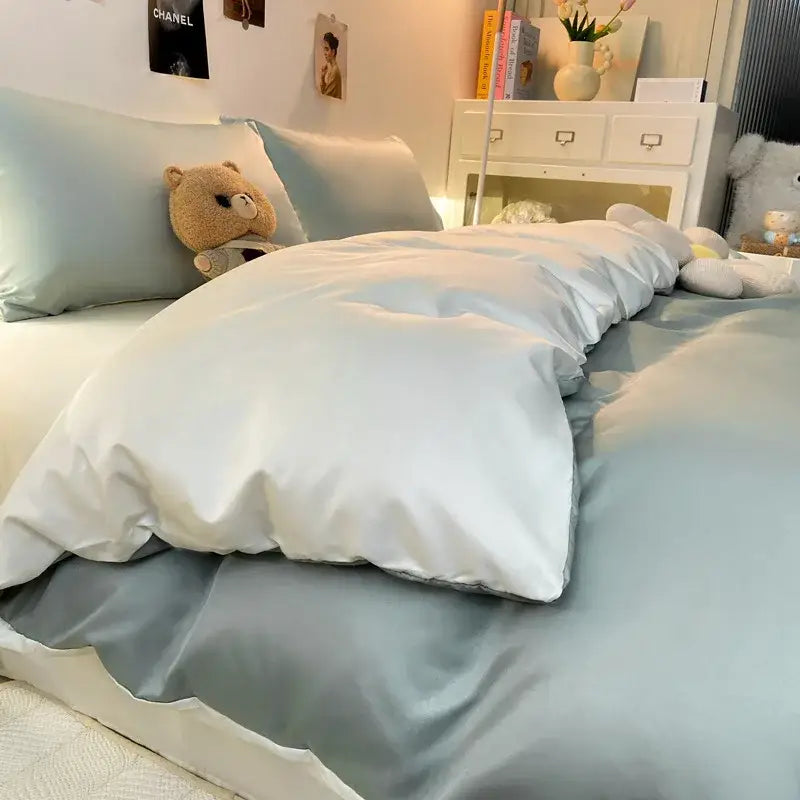 Gray Ice Silk Bedding Set