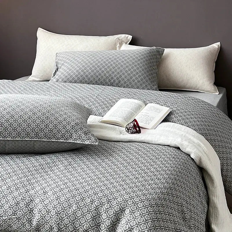 Gray Linen Jacquard Bedding