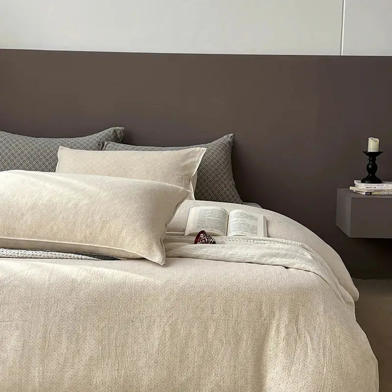 Gray Linen Jacquard Bedding